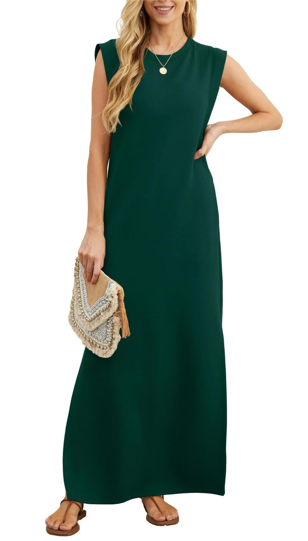 Mackenzie | Women's Casual Maxi T-Shirt Dress with Pockets