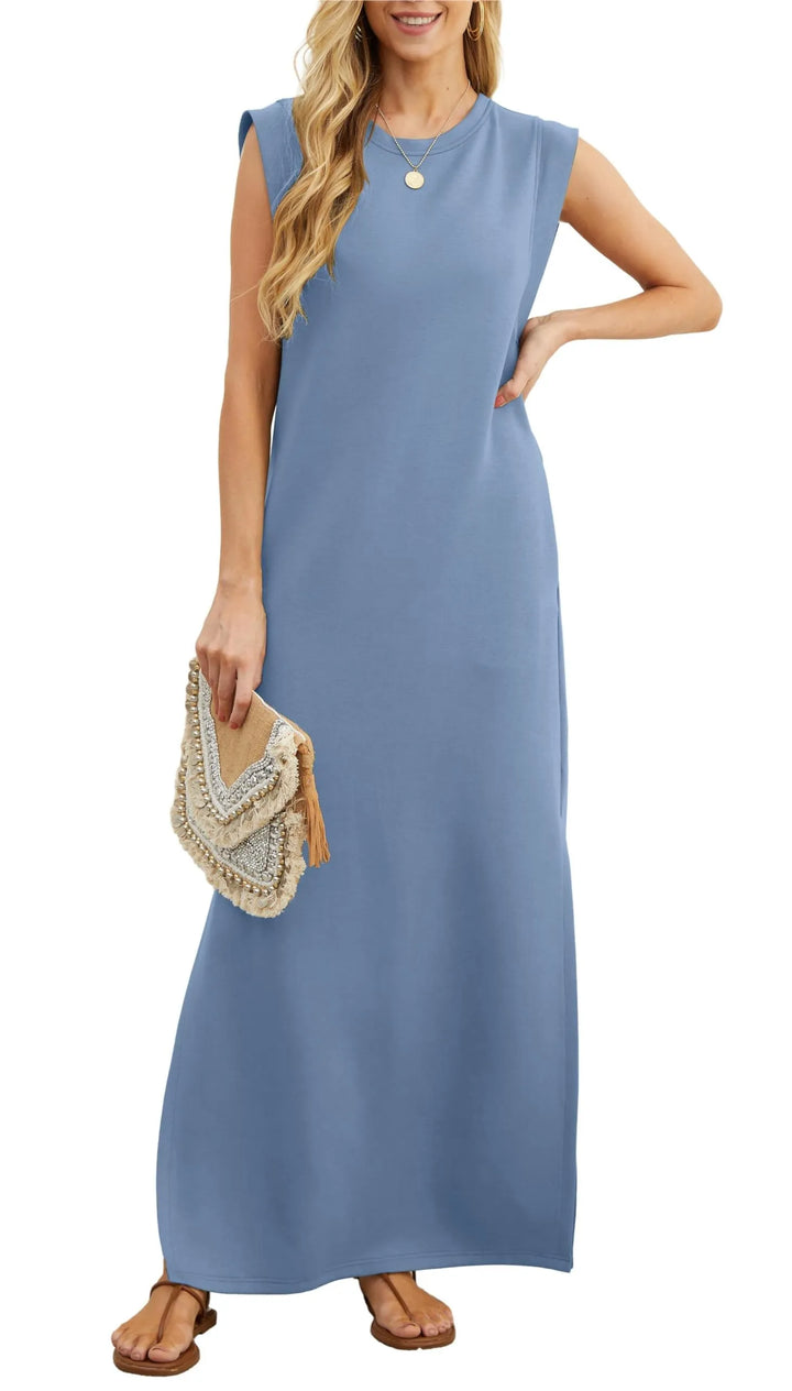Mackenzie | Women's Casual Maxi T-Shirt Dress with Pockets