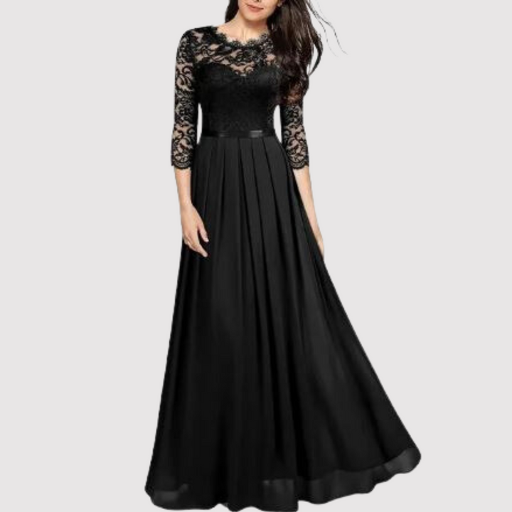 Kayla | Women's Lace and Chiffon Formal Dress with Half Sleeves