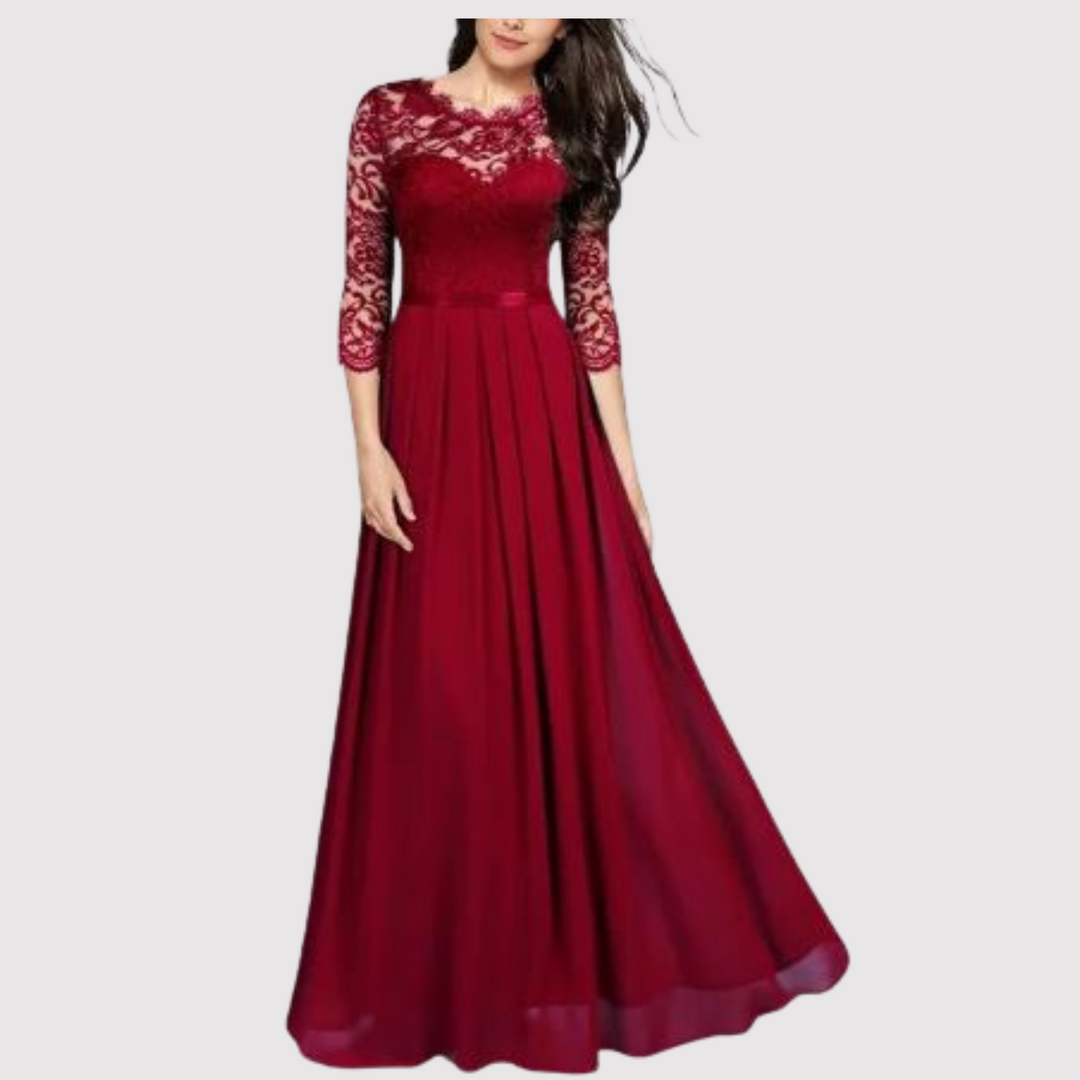 Kayla | Women's Lace and Chiffon Formal Dress with Half Sleeves