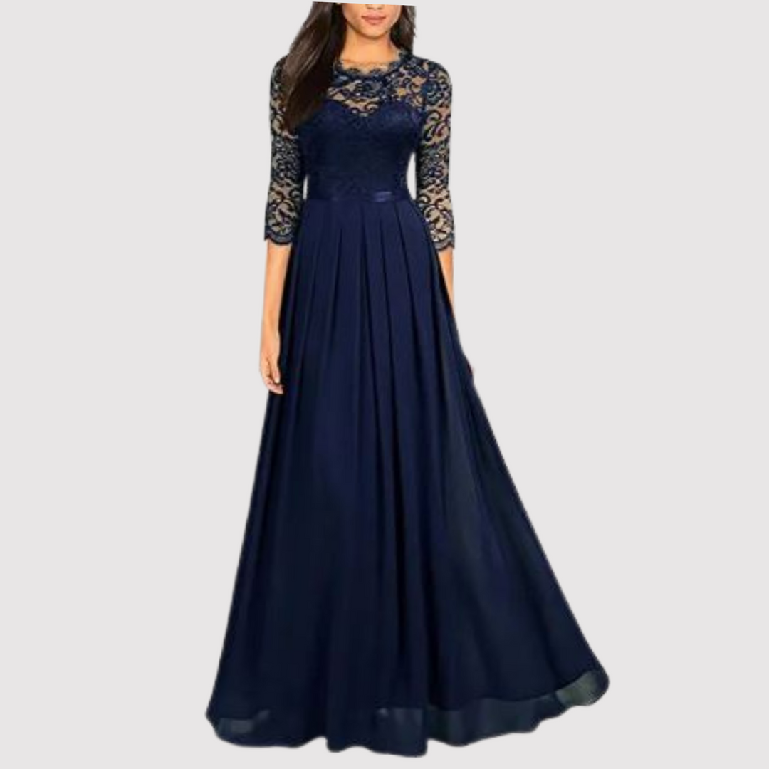 Kayla | Women's Lace and Chiffon Formal Dress with Half Sleeves