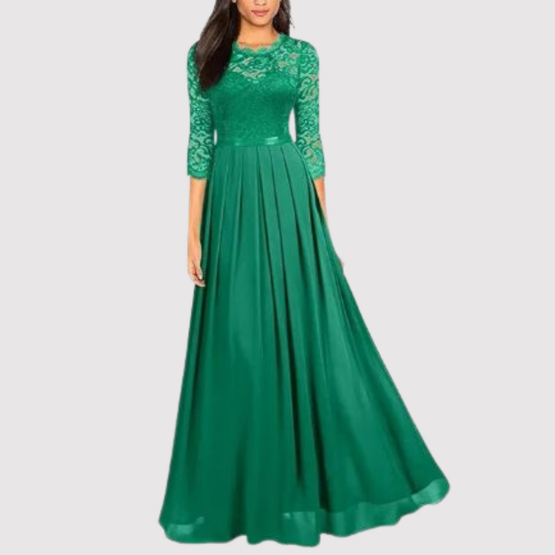 Kayla | Women's Lace and Chiffon Formal Dress with Half Sleeves