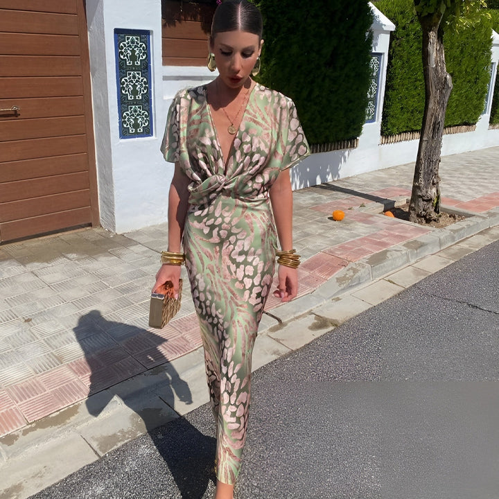 Cecil | Women's Elegant Satin V Neck Maxi Dress