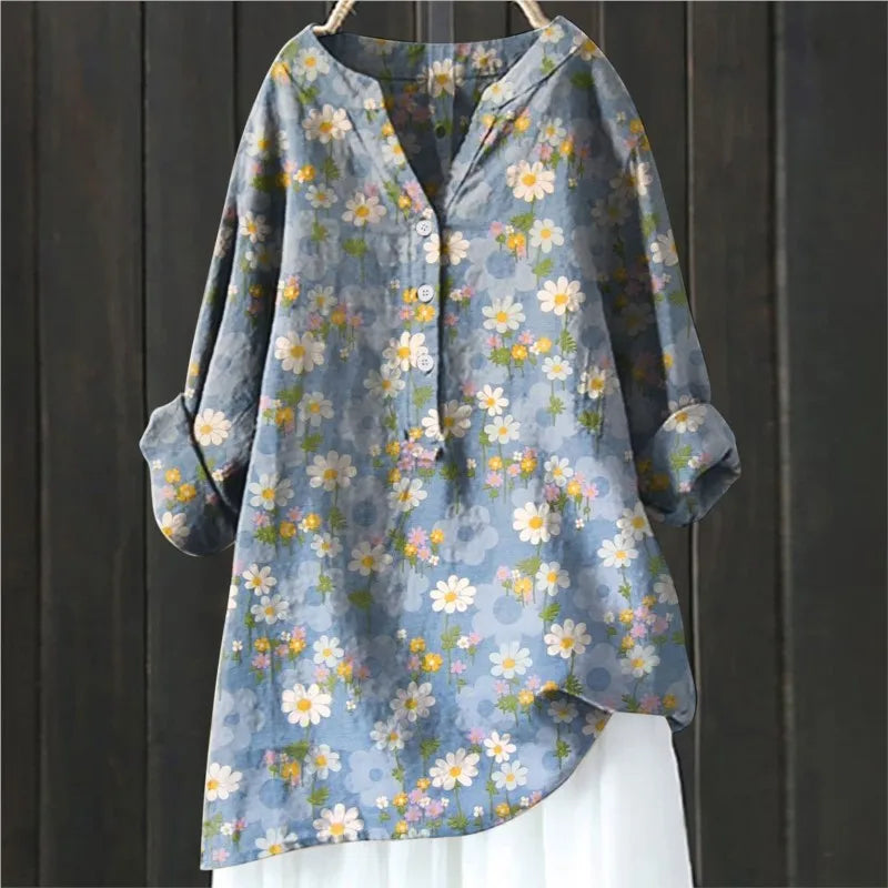 Delaney | Women's Floral Folded Sleeve Button Shirt
