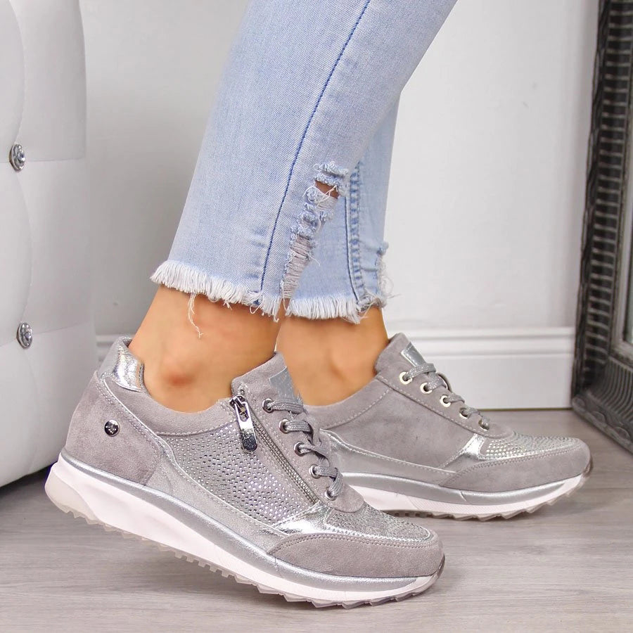 Sierra | Women's Lace-Up Sneakers with Side Zipper