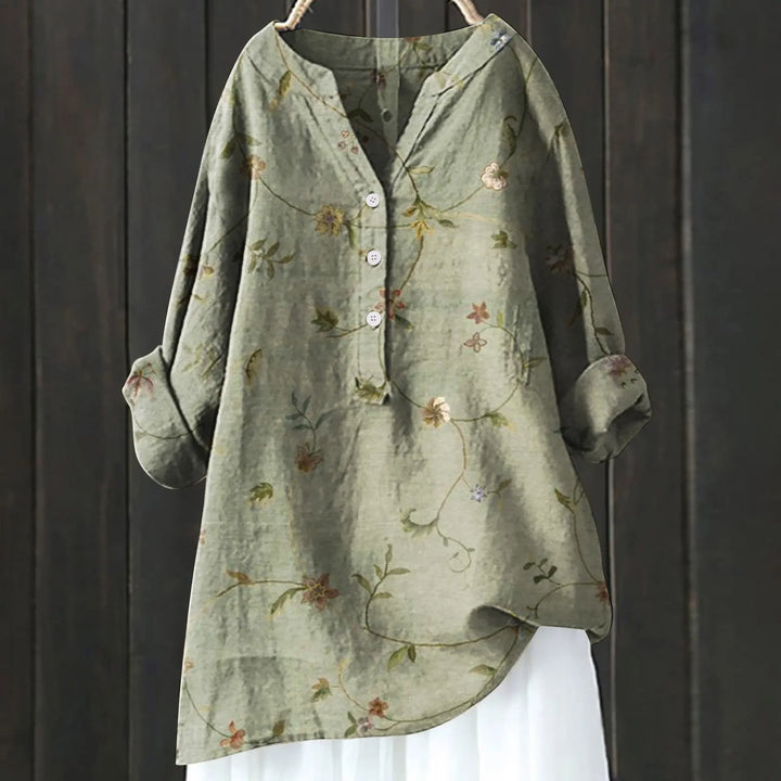 Delaney | Women's Floral Folded Sleeve Button Shirt