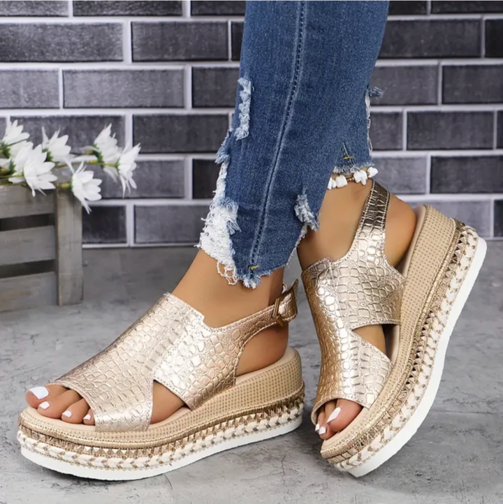 Alexa | Women's Orthopedic Open Toe Wedge Sandals with Ankle Strap