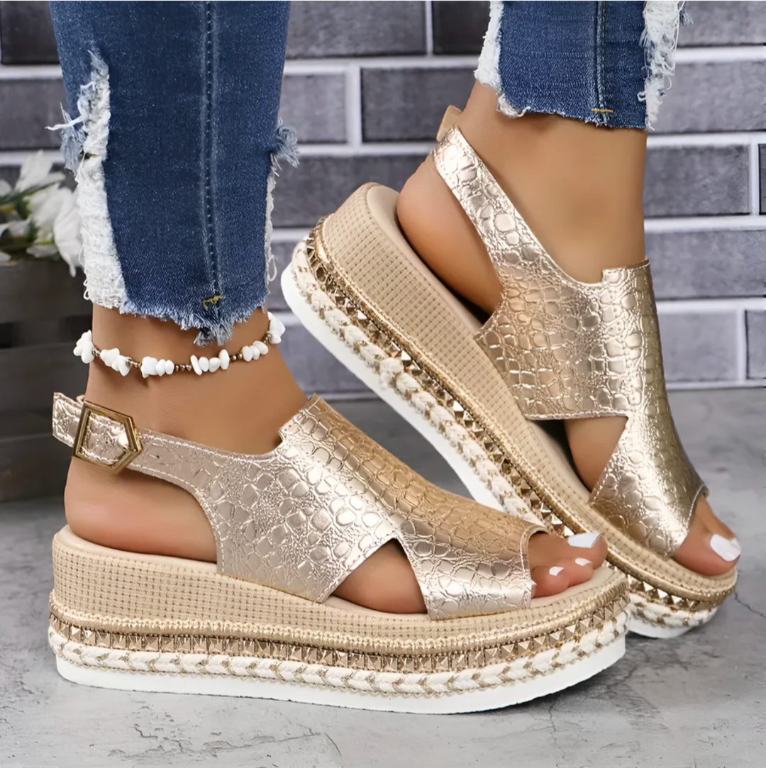 Alexa | Women's Orthopedic Open Toe Wedge Sandals with Ankle Strap