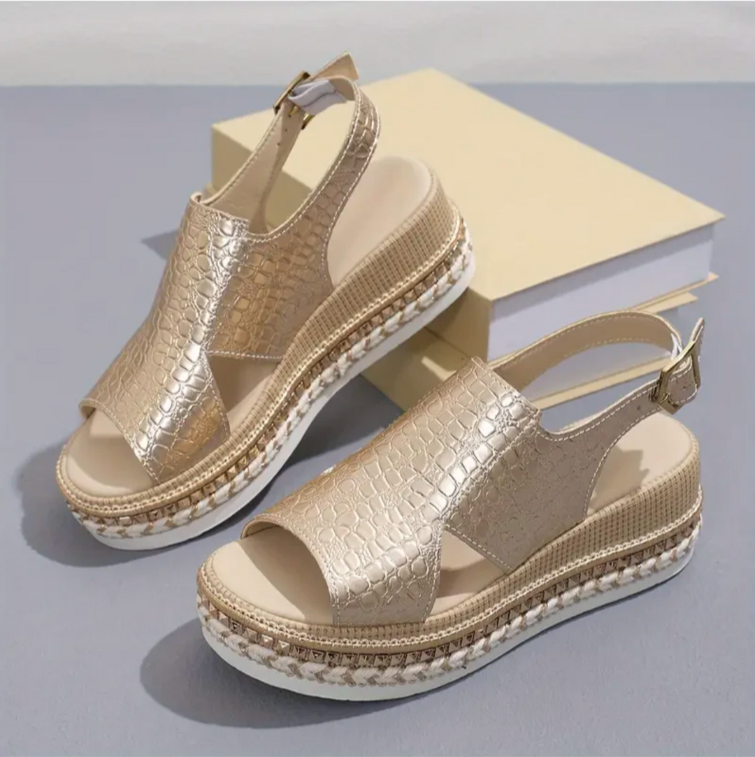 Alexa | Women's Orthopedic Open Toe Wedge Sandals with Ankle Strap