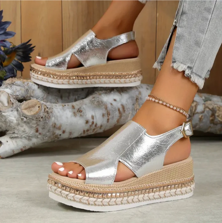 Alexa | Women's Orthopedic Open Toe Wedge Sandals with Ankle Strap