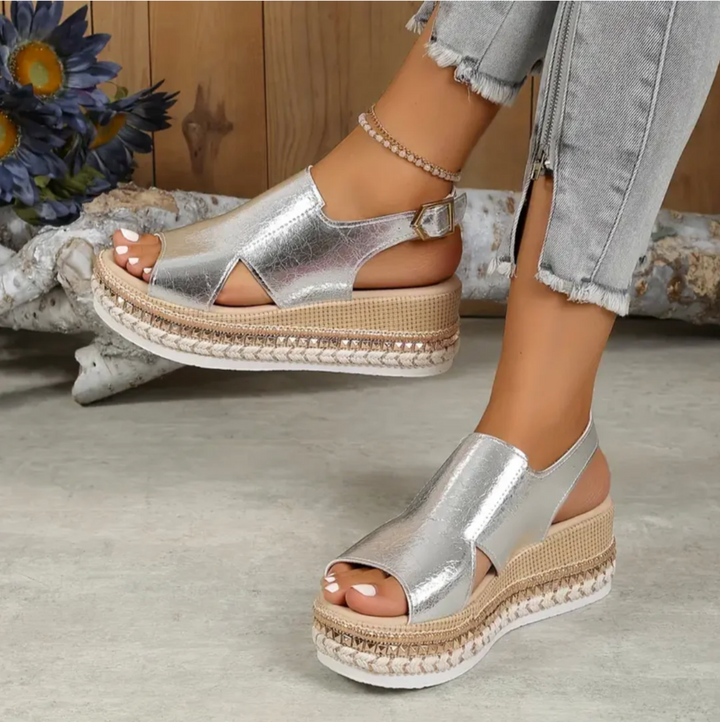 Alexa | Women's Orthopedic Open Toe Wedge Sandals with Ankle Strap