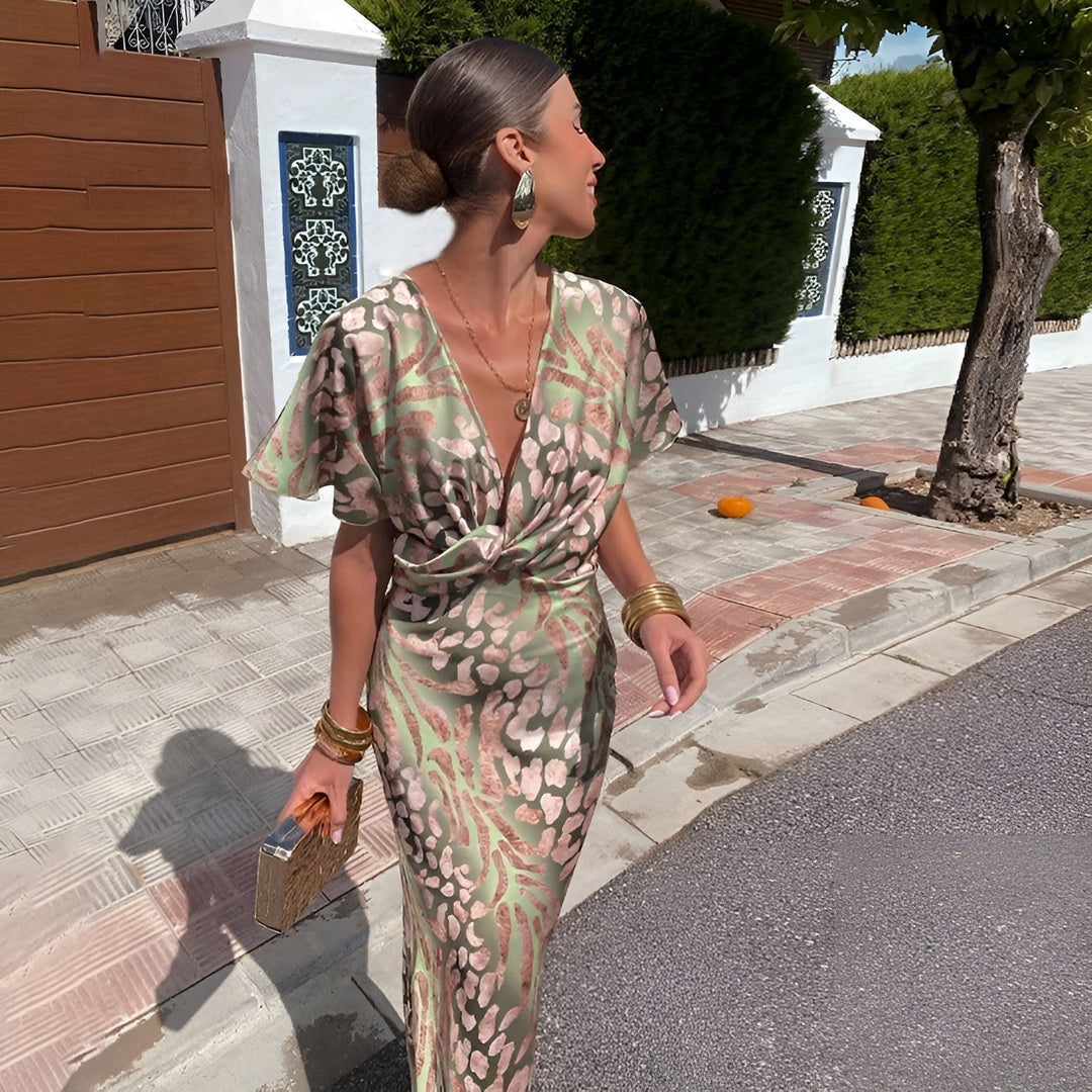 Cecil | Women's Elegant Satin V Neck Maxi Dress
