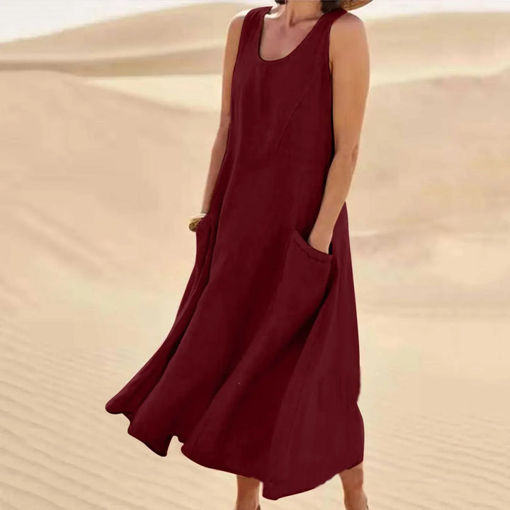 Ara | Women's Sleeveless Linen Summer Dress with Pockets