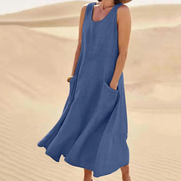 Ara | Women's Sleeveless Linen Summer Dress with Pockets