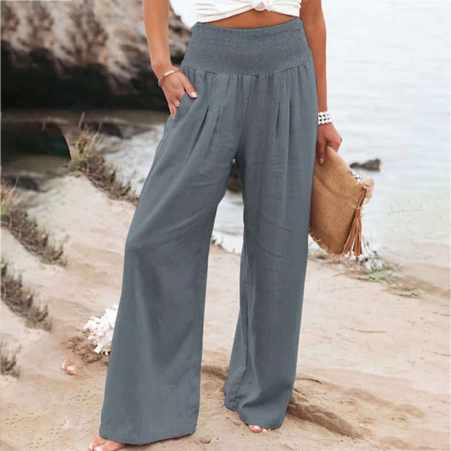 Aria | Women's Wide Leg Summer Pants with Elastic Waist