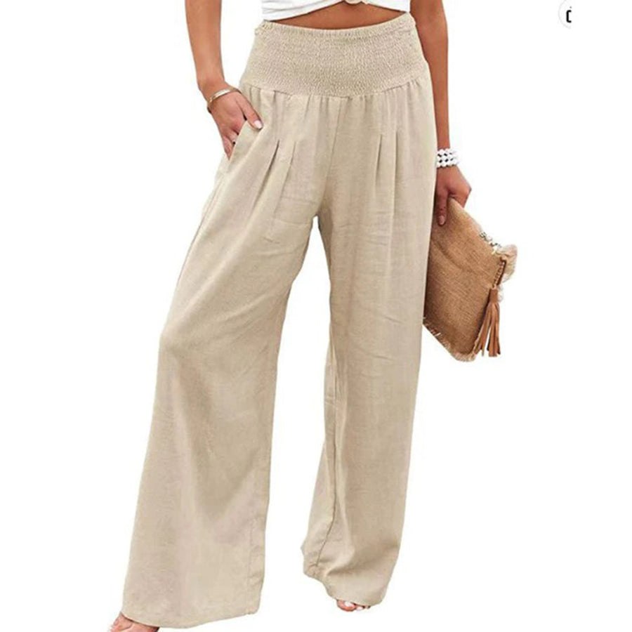 Aria | Women's Wide Leg Summer Pants with Elastic Waist