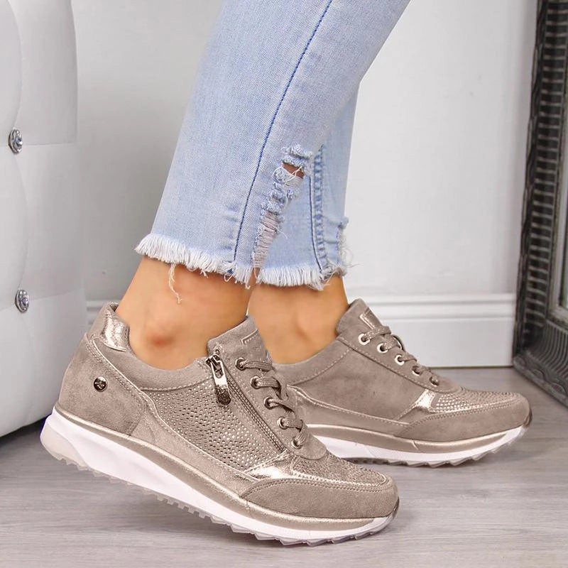 Sierra | Women's Lace-Up Sneakers with Side Zipper