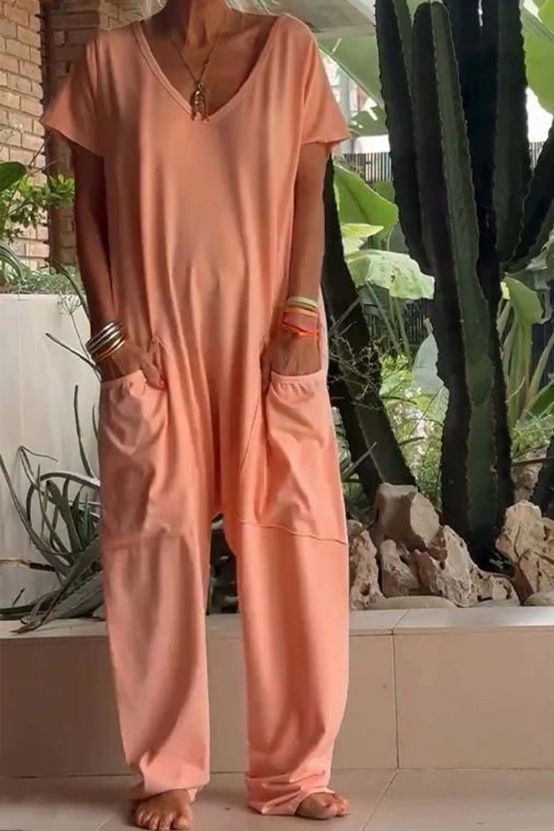 Brooklyn | Women's Oversize Short Sleeve Jumpsuit with Pocket