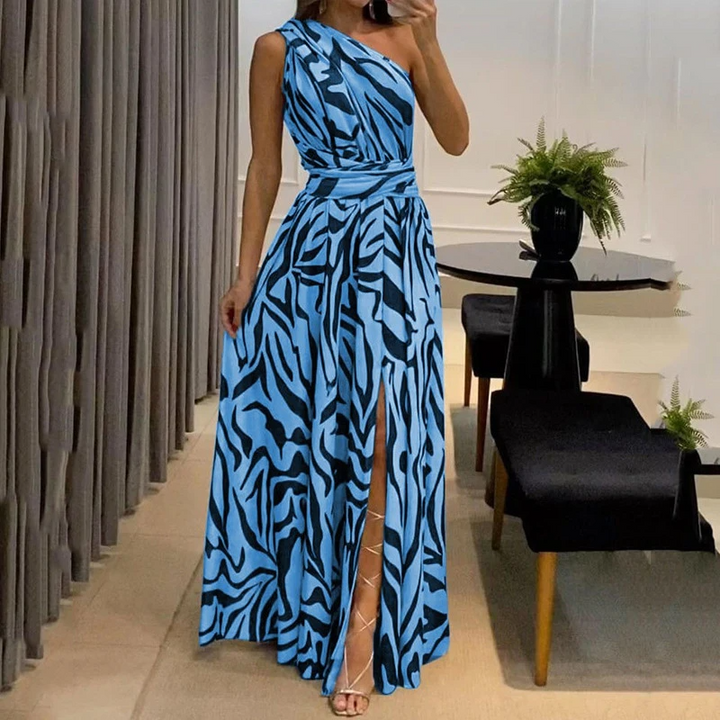 Chelsea | Women's Printed Maxi Dress with Asymmetrical and Slit