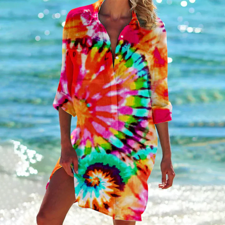 Hadie | Women's Button Front Cotton Tunic Dress
