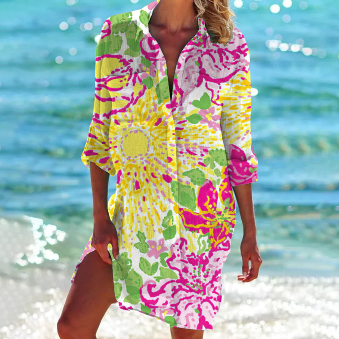 Hadie | Women's Button Front Cotton Tunic Dress