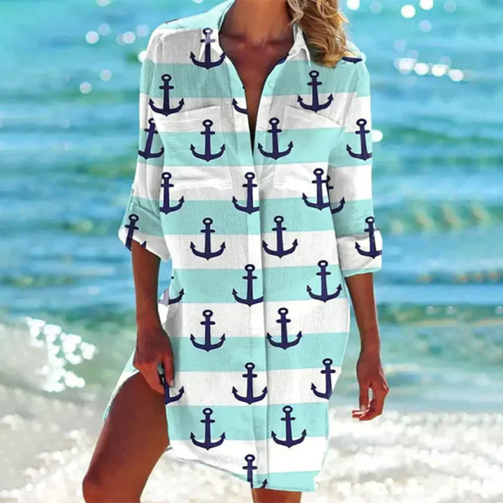 Hadie | Women's Button Front Cotton Tunic Dress