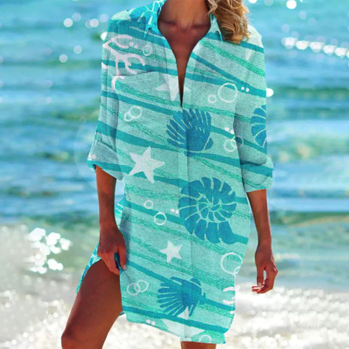 Hadie | Women's Button Front Cotton Tunic Dress