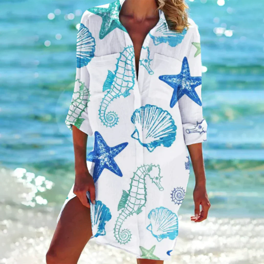 Hadie | Women's Button Front Cotton Tunic Dress