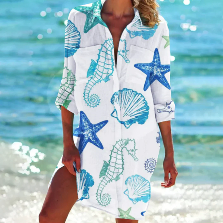 Hadie | Women's Button Front Cotton Tunic Dress