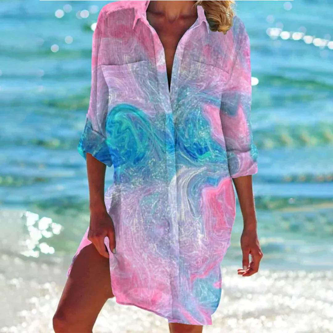 Hadie | Women's Button Front Cotton Tunic Dress