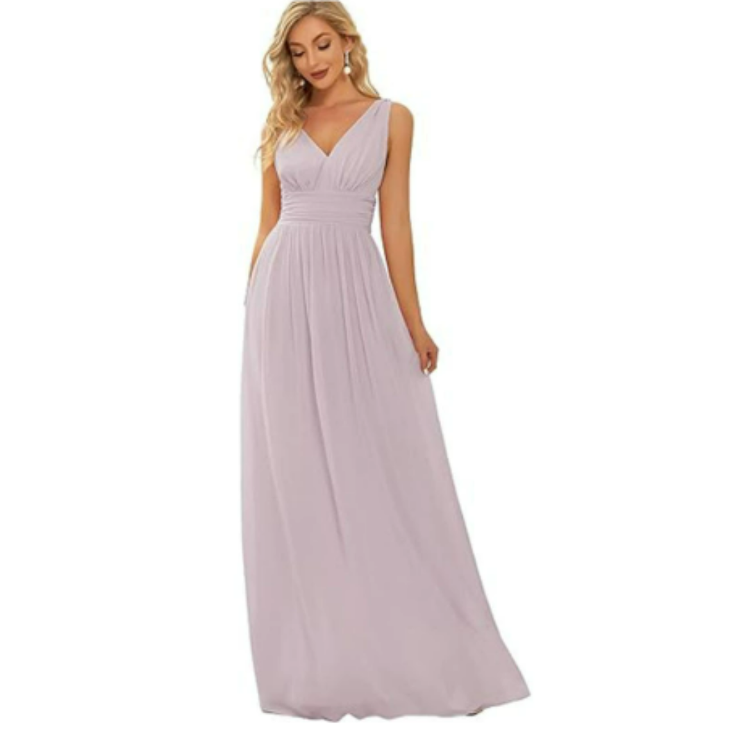 Delilah | Women's Sleeveless Flowy Dress with V Neck and Pleats