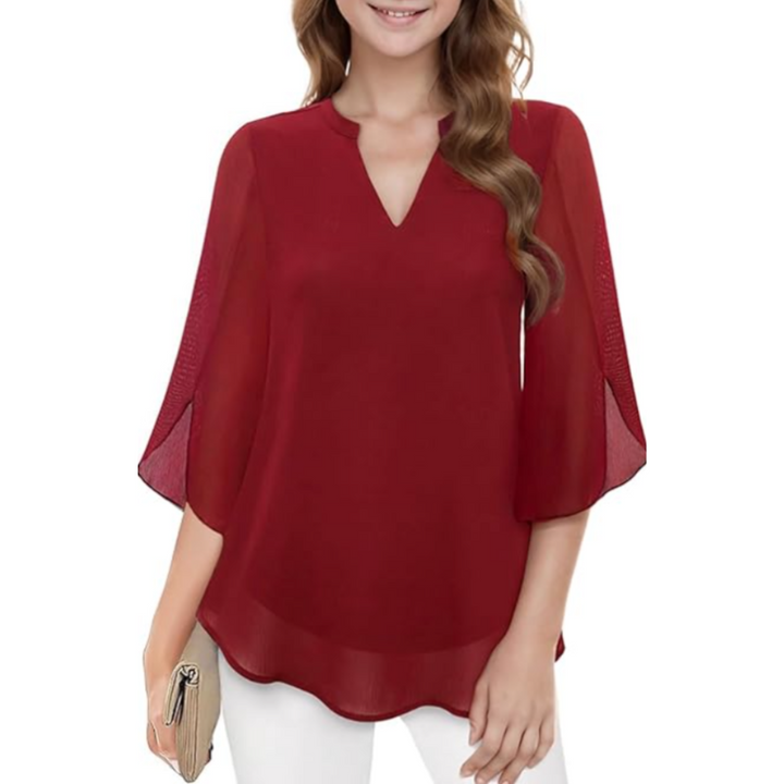 Pamela | Women's See Through Blouse with Slit Sleeve Style