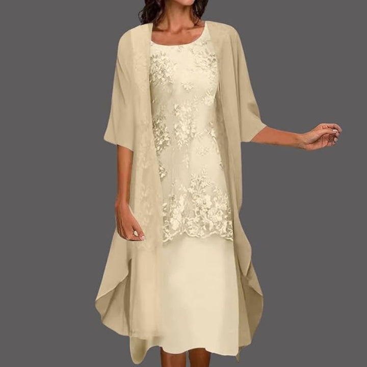Sydney | Women's Floral Lace Sleeveless Midi Dress and Cardigan Set