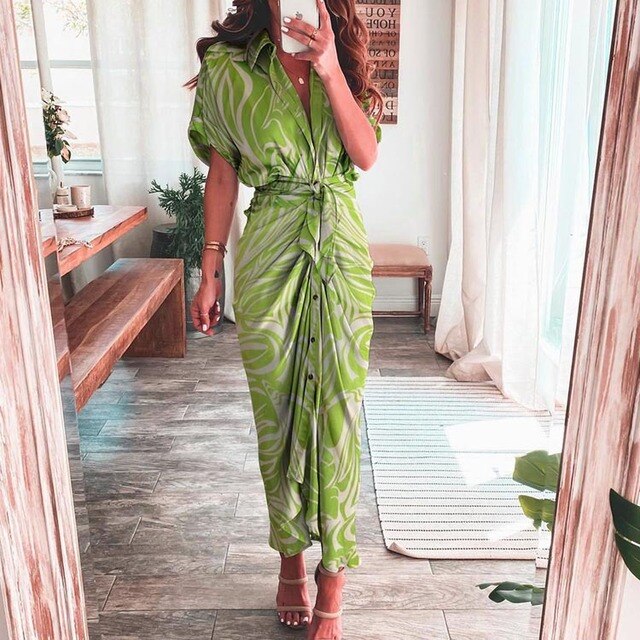 Alicia | Women's Multicolor Boho Print Dress with Twist Front