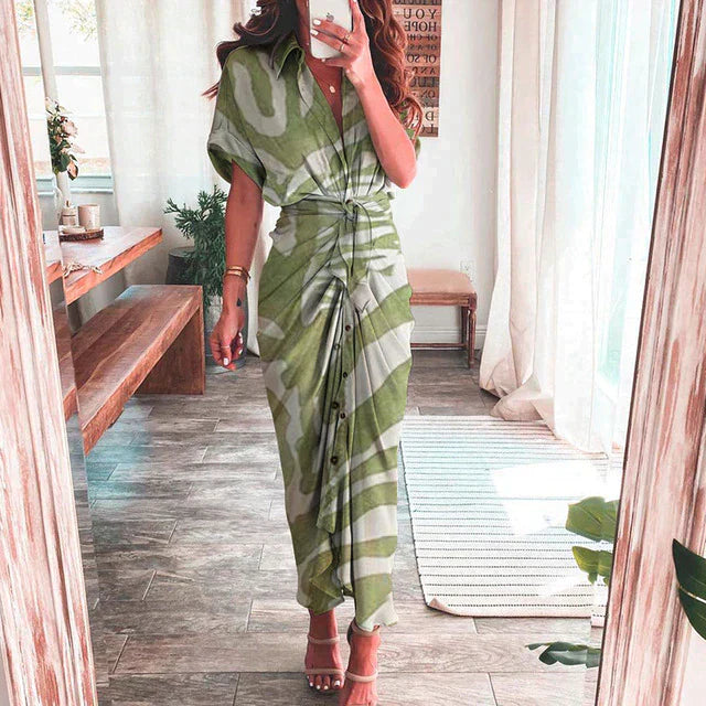 Alicia | Women's Multicolor Boho Print Dress with Twist Front