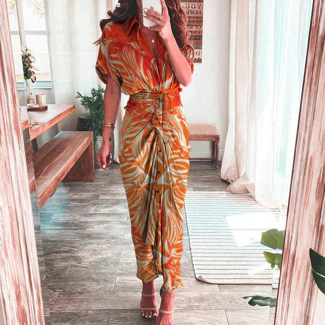 Alicia | Women's Multicolor Boho Print Dress with Twist Front