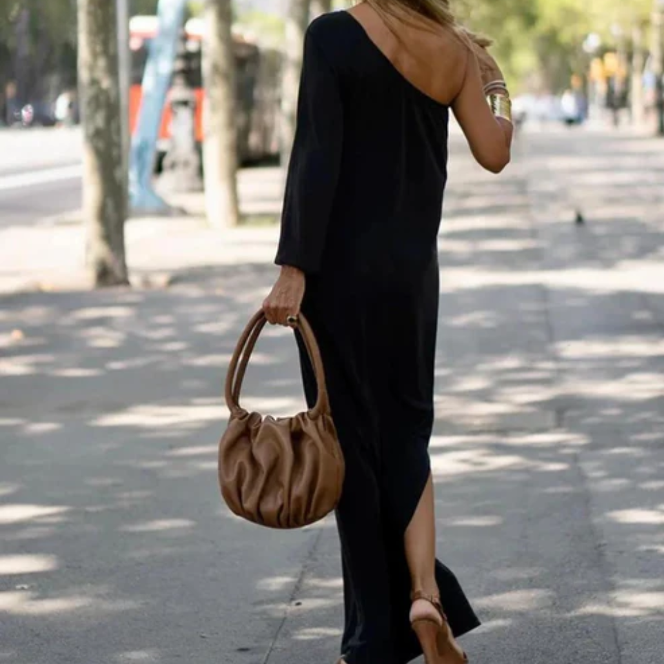 Hazel | Women's One Shoulder Side Slit Maxi Dress