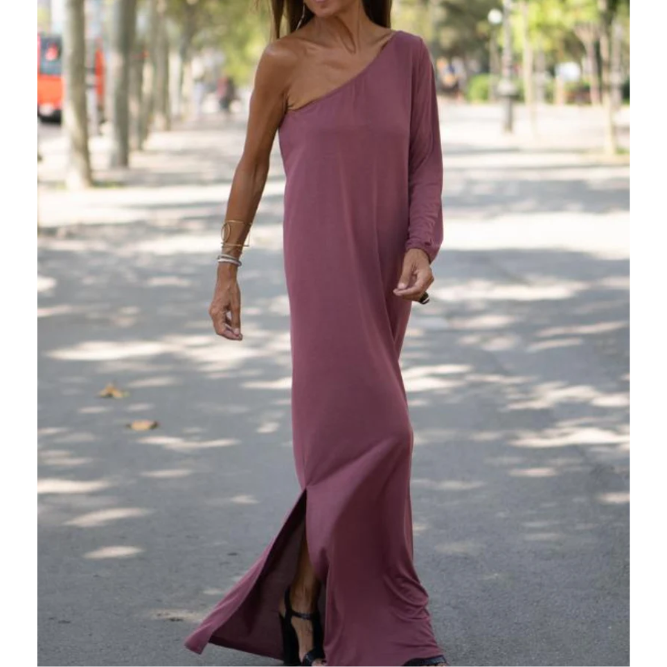 Hazel | Women's One Shoulder Side Slit Maxi Dress