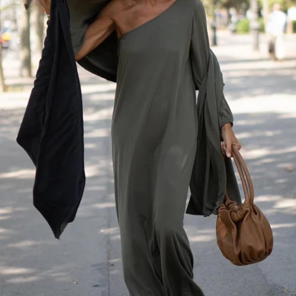 Hazel | Women's One Shoulder Side Slit Maxi Dress