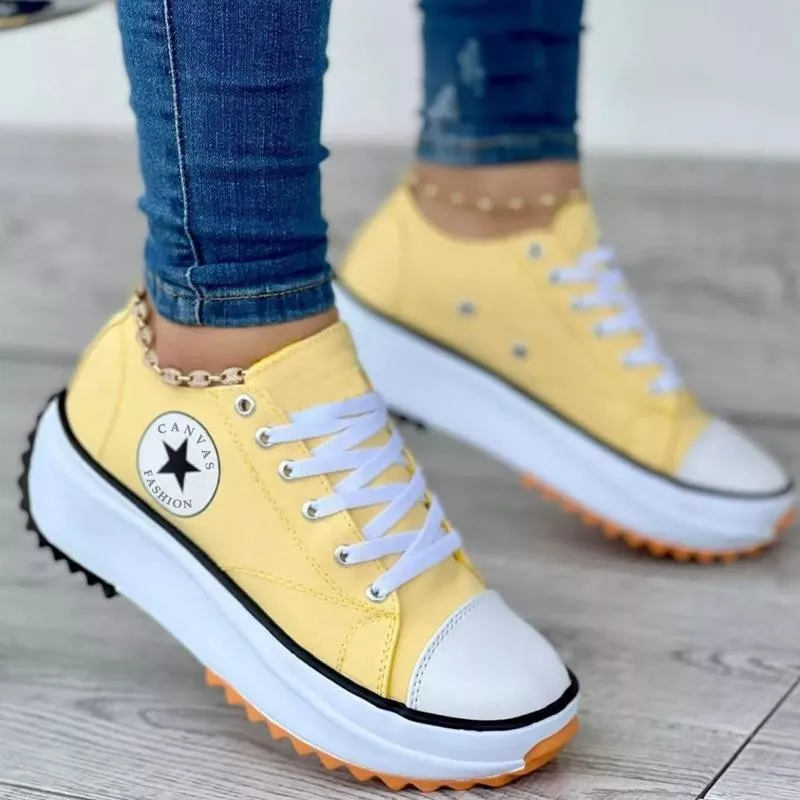 Kylie | Women’s Platform Canvas Sneakers with Rubber Sole