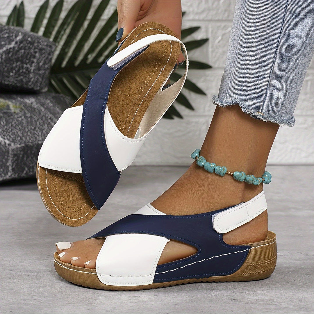 Harper | Women's Criss-cross Wedge Sandals with Colorblock