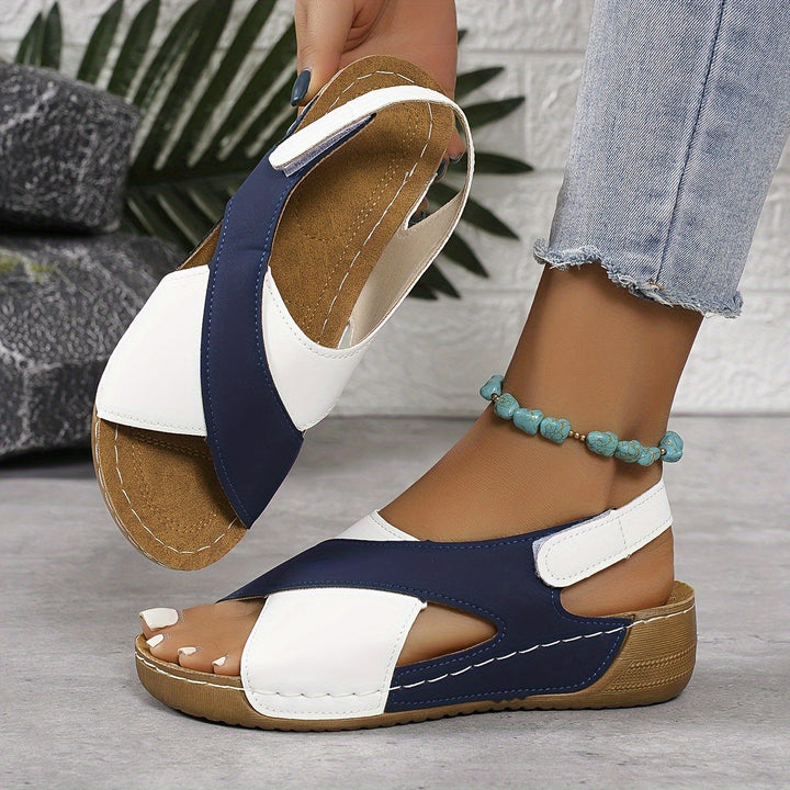 Harper | Women's Criss-cross Wedge Sandals with Colorblock