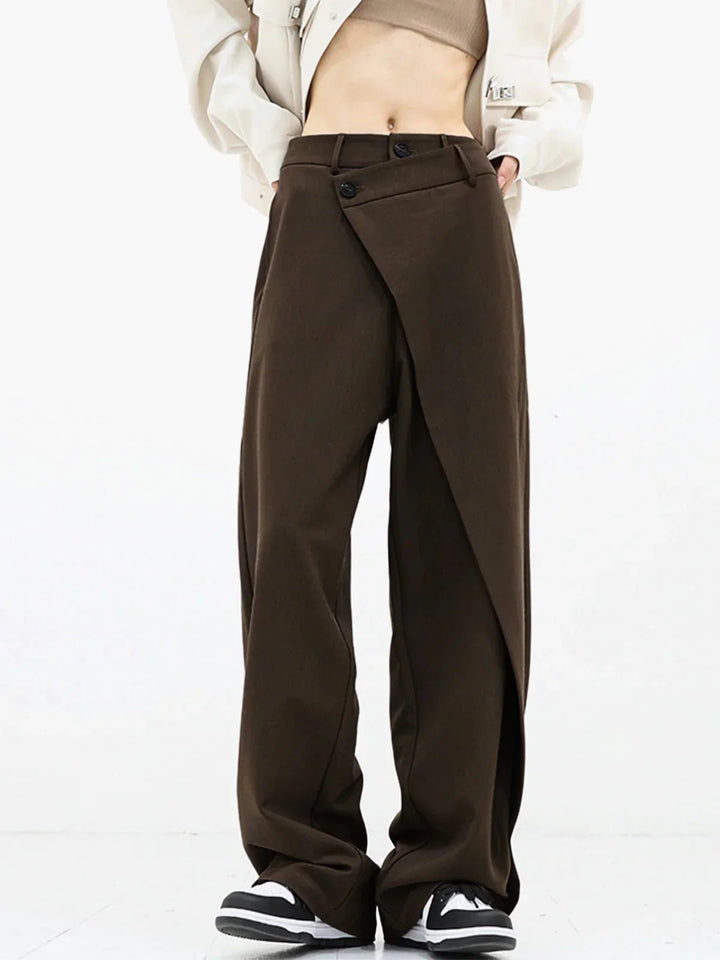 Haven | Women's High Waist Wrap Front Wide Leg Trousers