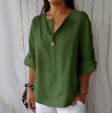 Charina | Women's V Neck Blouse with One Button