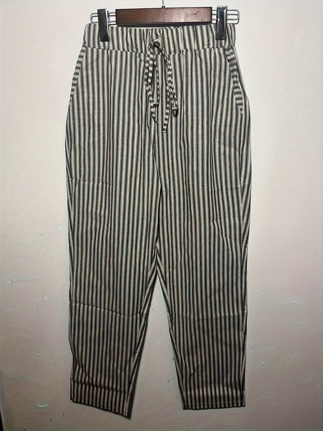 Jordana | Women's Striped Loose Fit Pants with Folded Hem