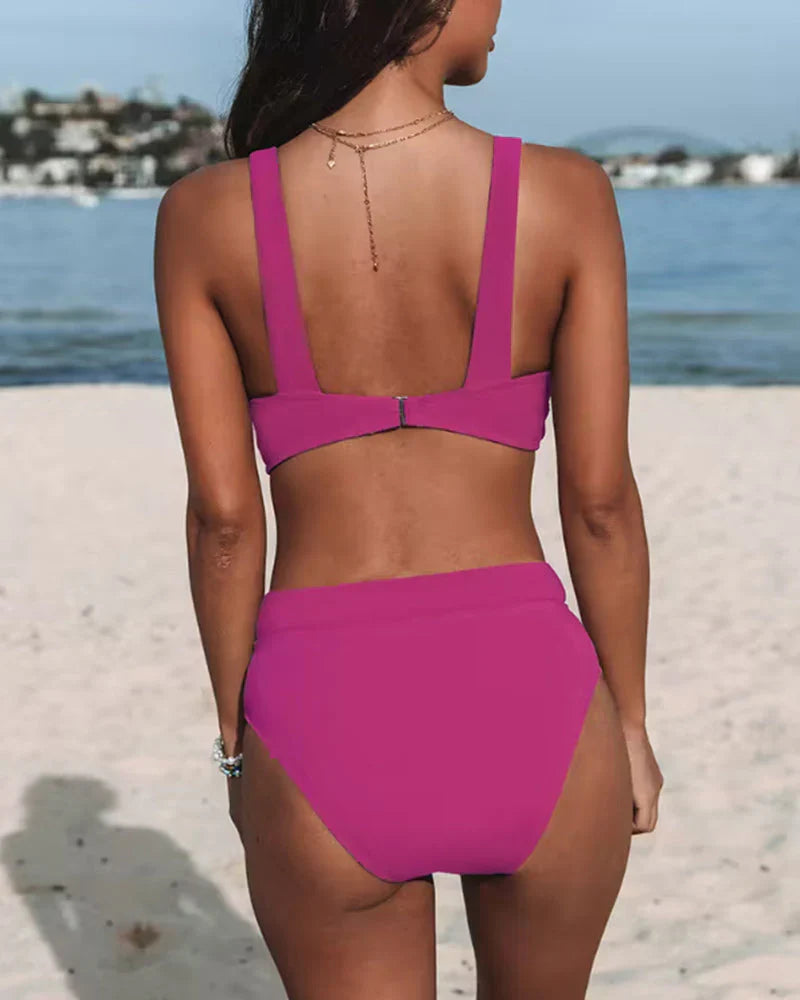 Soleil  | Women's V Neck High Waisted Bikini Set
