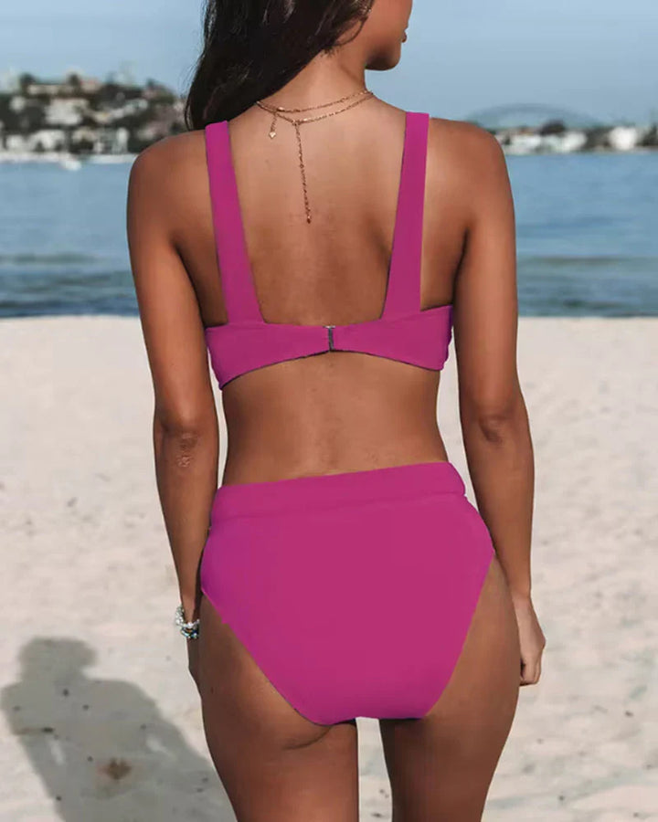 Soleil  | Women's V Neck High Waisted Bikini Set