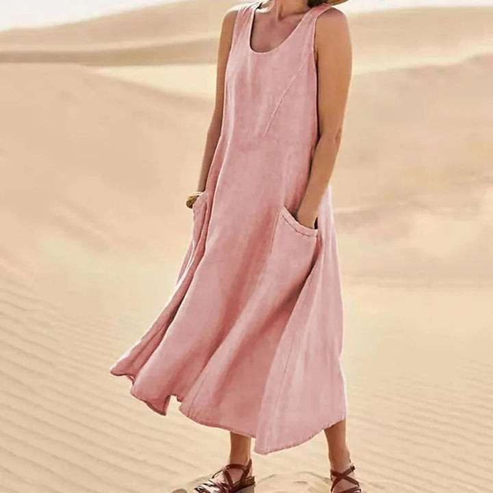 Ara | Women's Sleeveless Linen Summer Dress with Pockets