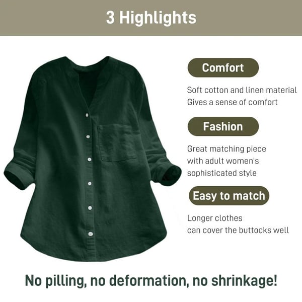 Sarah | Women's Casual Loose Fit V Neck Tunic Blouse