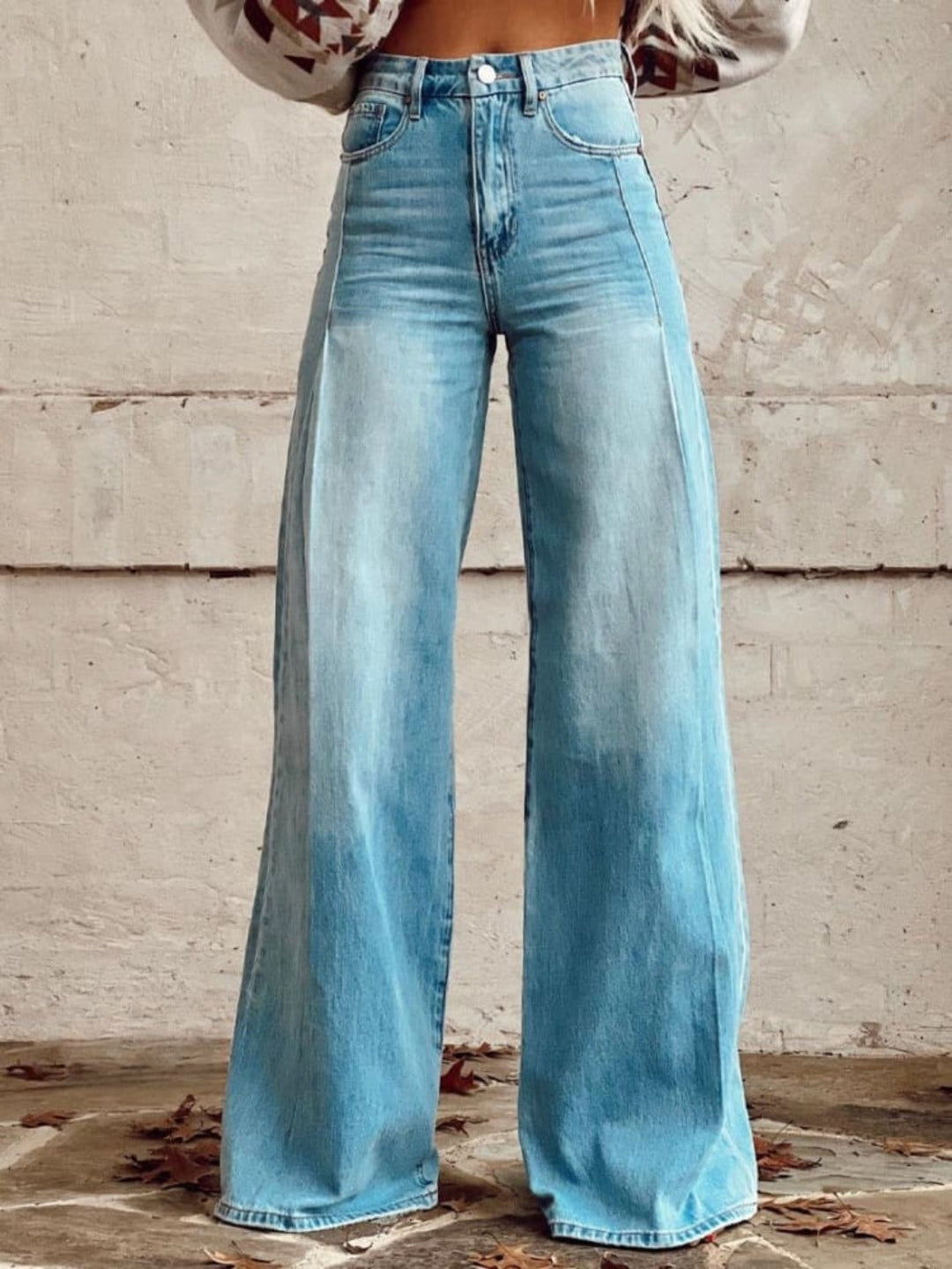 Georgina | Women's High Waisted Wide Leg Denim Pants